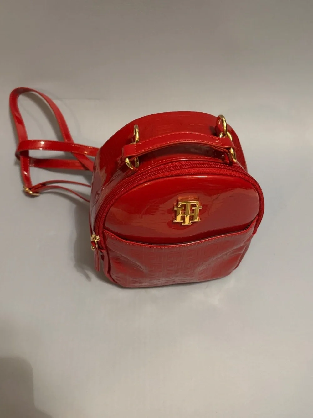 Tommy Hilfiger Red Small Backpack Multi Zipper